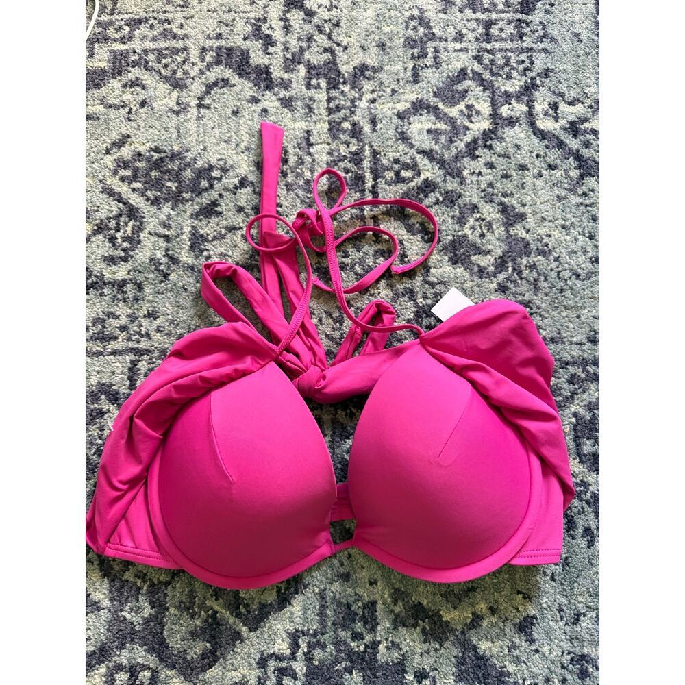 Carmen Marc Valvo | NEW Fuchsia XL Halter Neck Bikini Top Summer Vacation Swim
